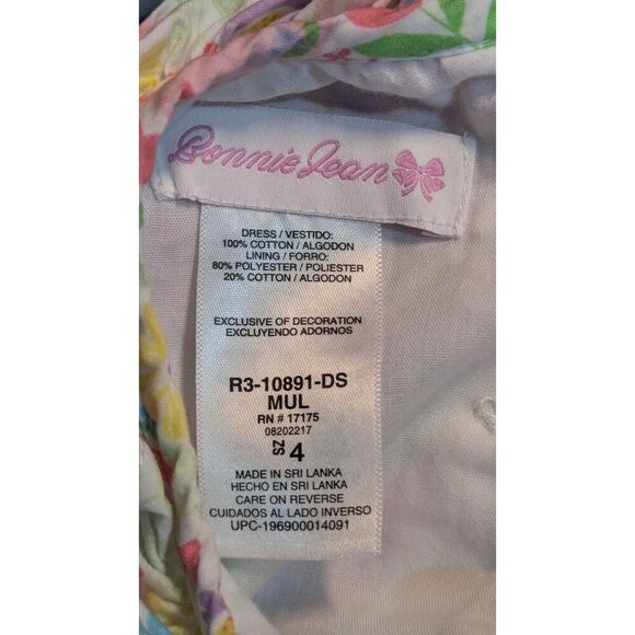 Bonnie Jean Girls Floral Sleeveless Dress Size 4 With Ruffle Details & Button Ba - Picture 3 of 8